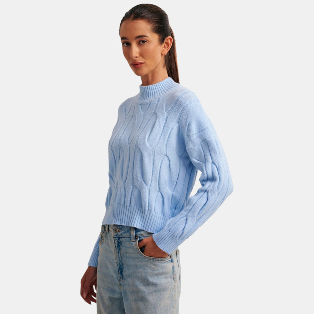 Etta Mock Neck Cable Sweater Astrid