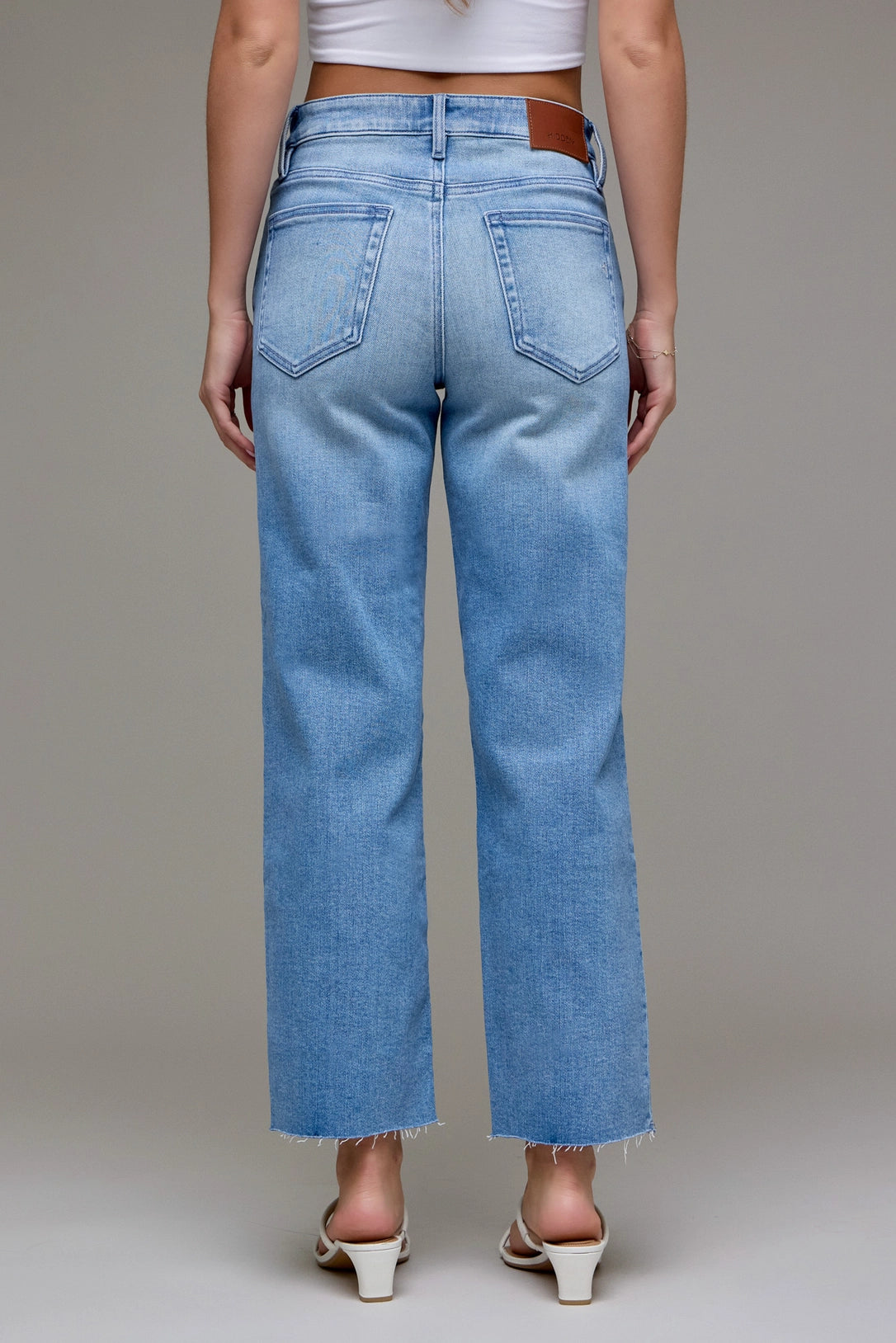 Ella Mid Rise Stretch Cropped Classic Straight Hidden Jeans