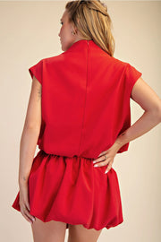 Mock Neck Balloon Top Glam