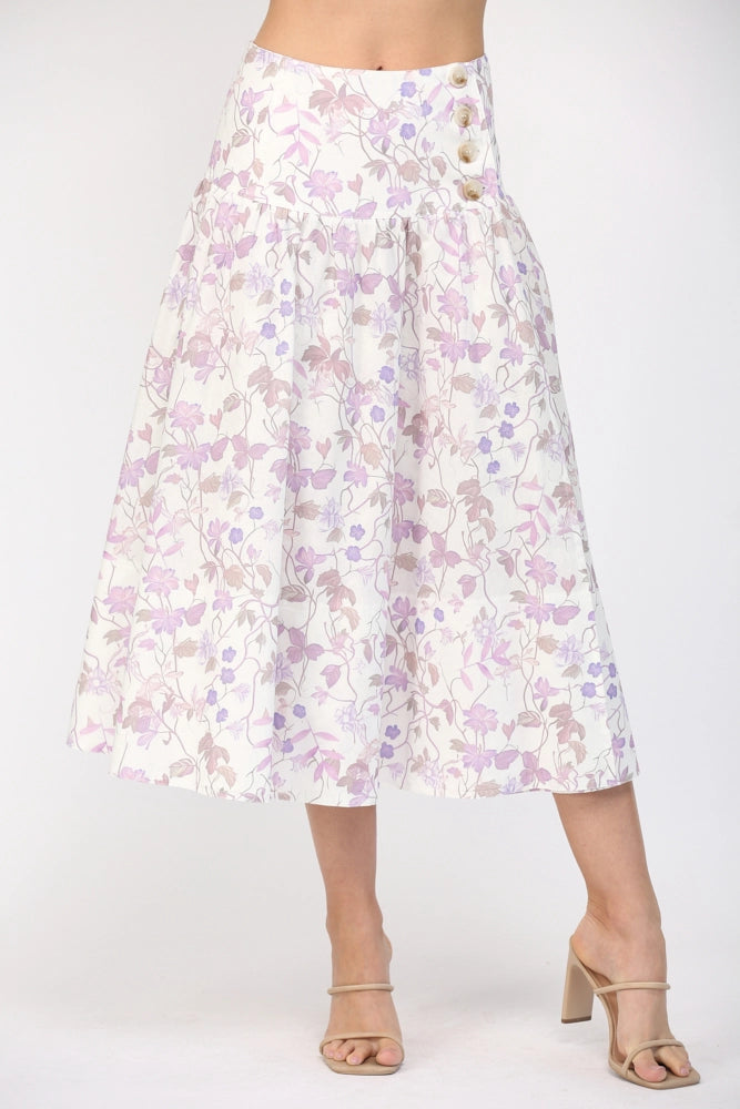 MIDI WRAP SKIRT W/YOKE LINE AND BUTTONS Fate