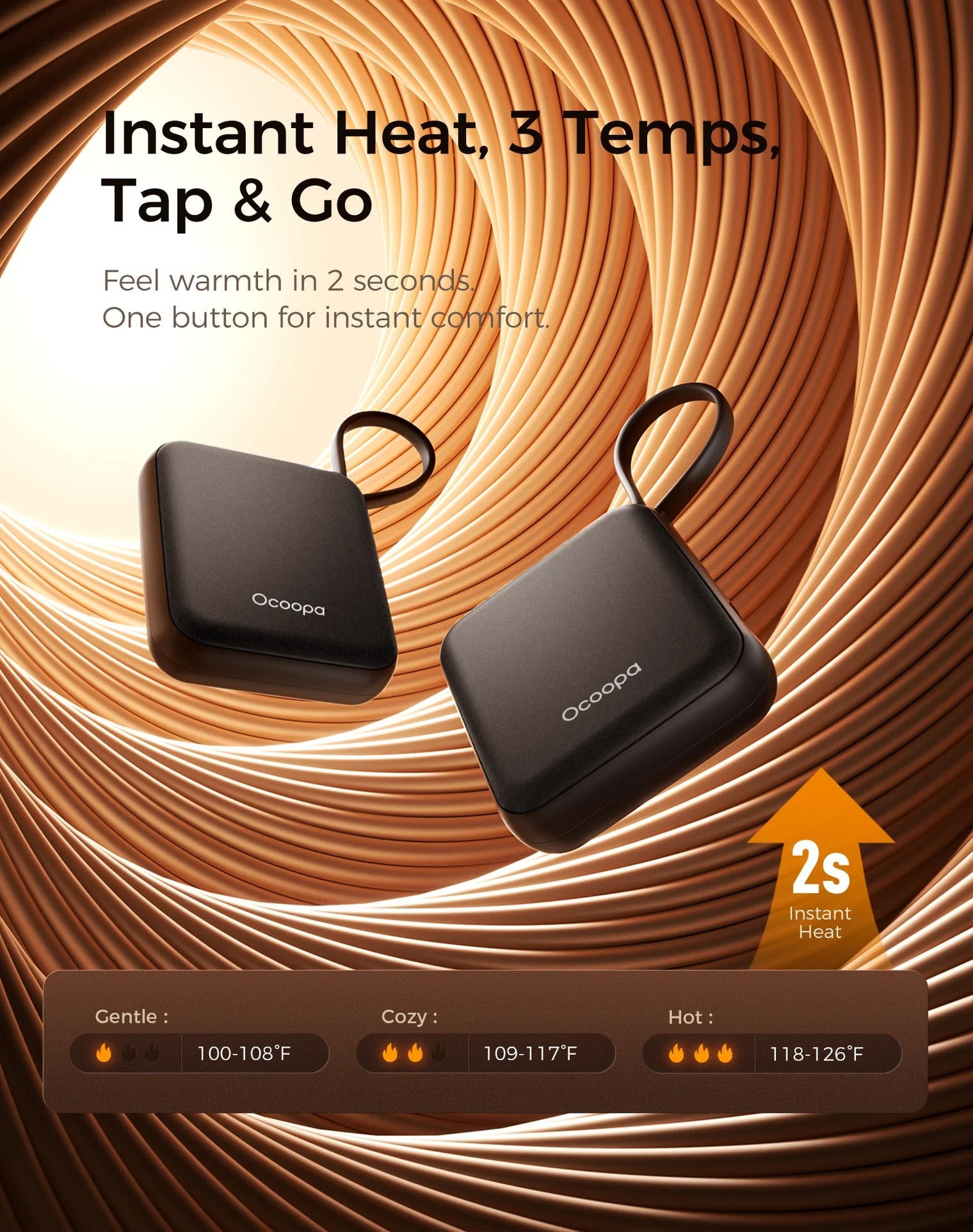 UT5 Nano Rechargeable Handwarmers in Black Ocoopa