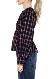 Larue Plaid Smocked Top Ciebon
