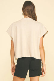 Button Down Cap Sleeve Sweater Pinch