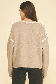 Stitch Embroidered Deatil Knit Sweater Pinch