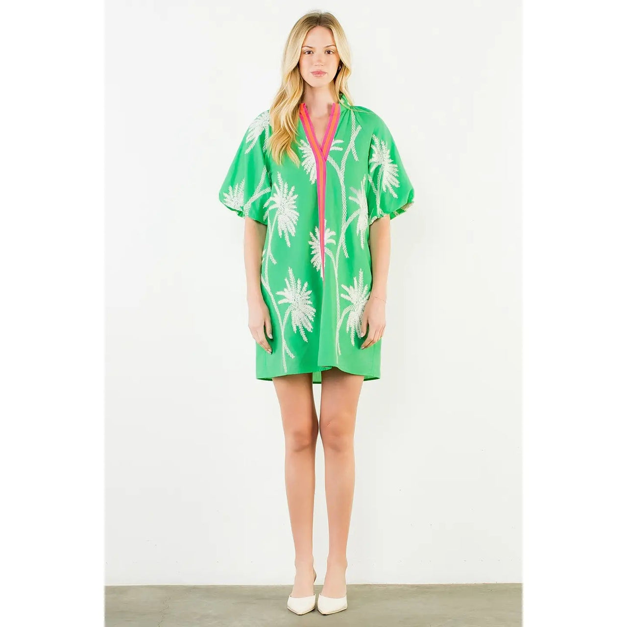 Short Sleeve Embroidered Dress THML