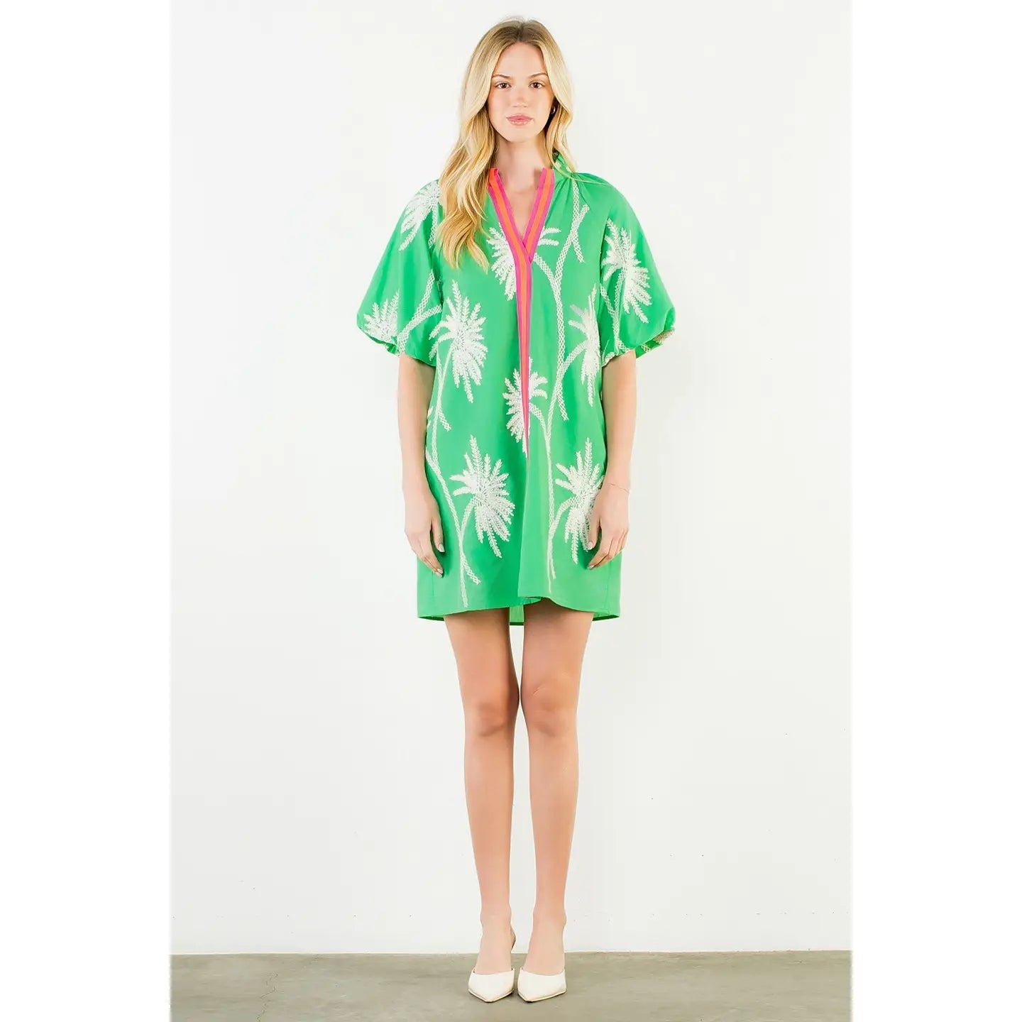 Short Sleeve Embroidered Dress THML