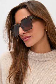 Ariana Square Sunglasses in Glitter Tortoise Brown | Diff Eyewear Diff Eyewear