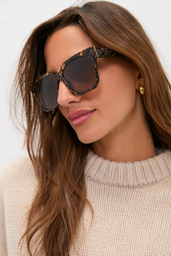 Ariana Square Sunglasses in Glitter Tortoise Brown | Diff Eyewear Diff Eyewear