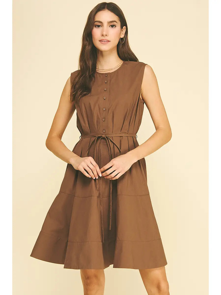 Button Down Sleeveless Mini Dress Pinch