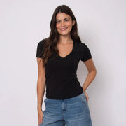 Valenna Cotton Core Short Sleeve Deep V-Neck Top RD Style