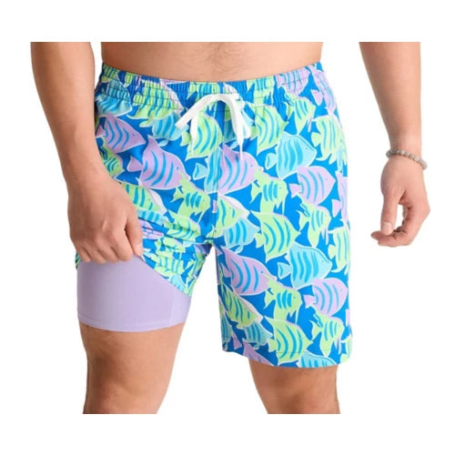 The Blue Fish Tanks 7" Lined Swim Trunks | Chubbies