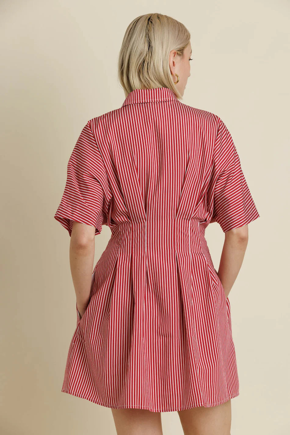 Striped Pleated Mini Dress Aureum