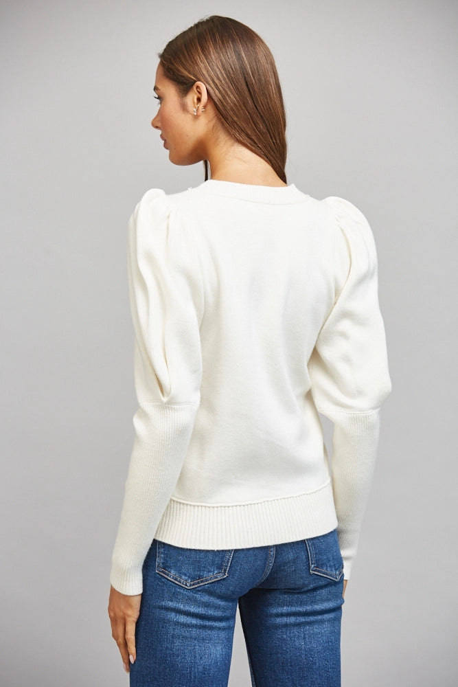 Voluminous Exaggerated Puff Sleeve Crew Neck Sweater Fate