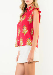 Flutter Sleeve Floral Top THML