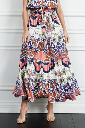 Kariah Engineer Printed Tiered Skirt Ciebon