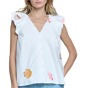 Seashell Embroidered Top Ciebon
