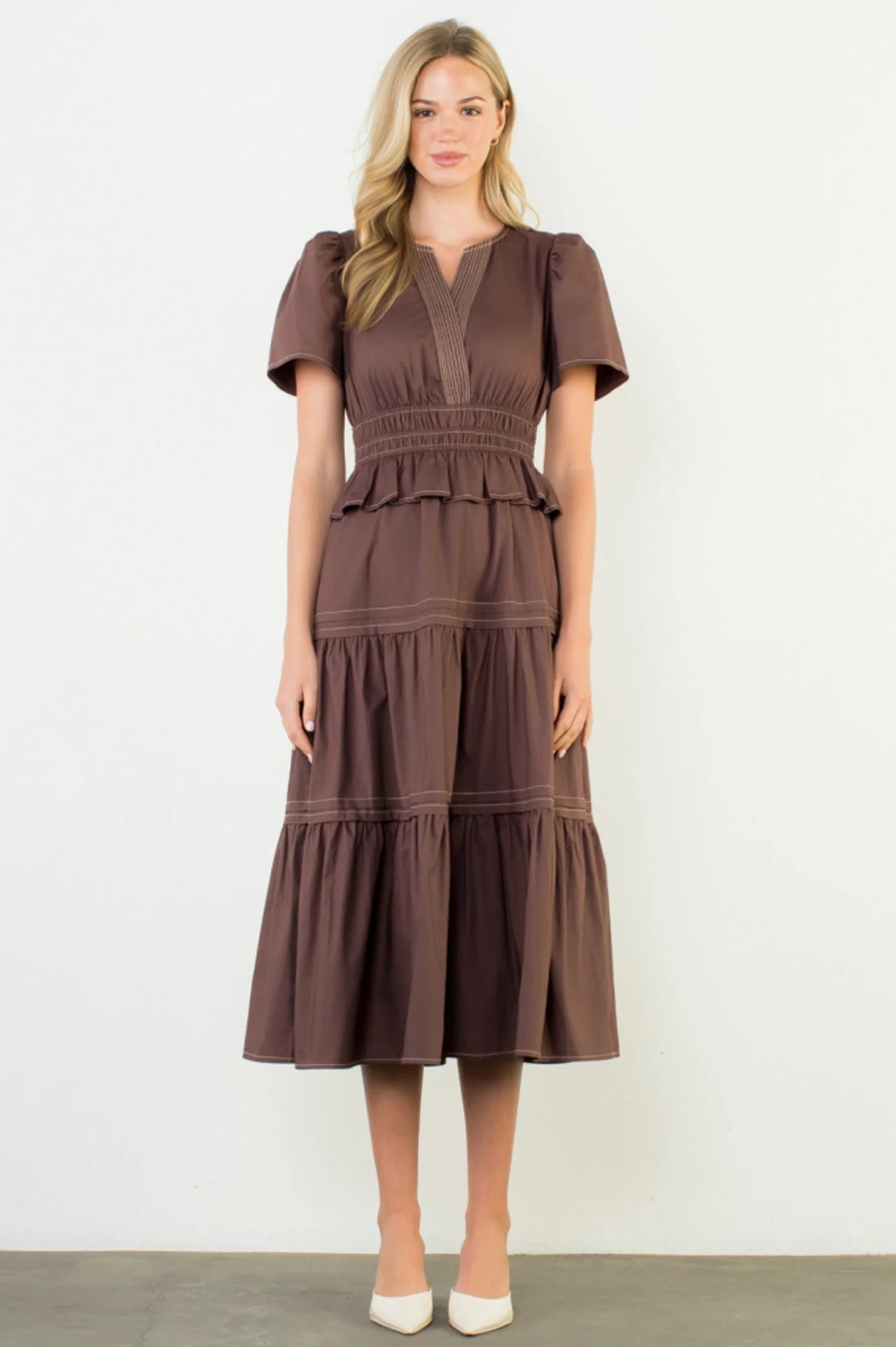 Becky Hem Tiered Maxi Dress THML