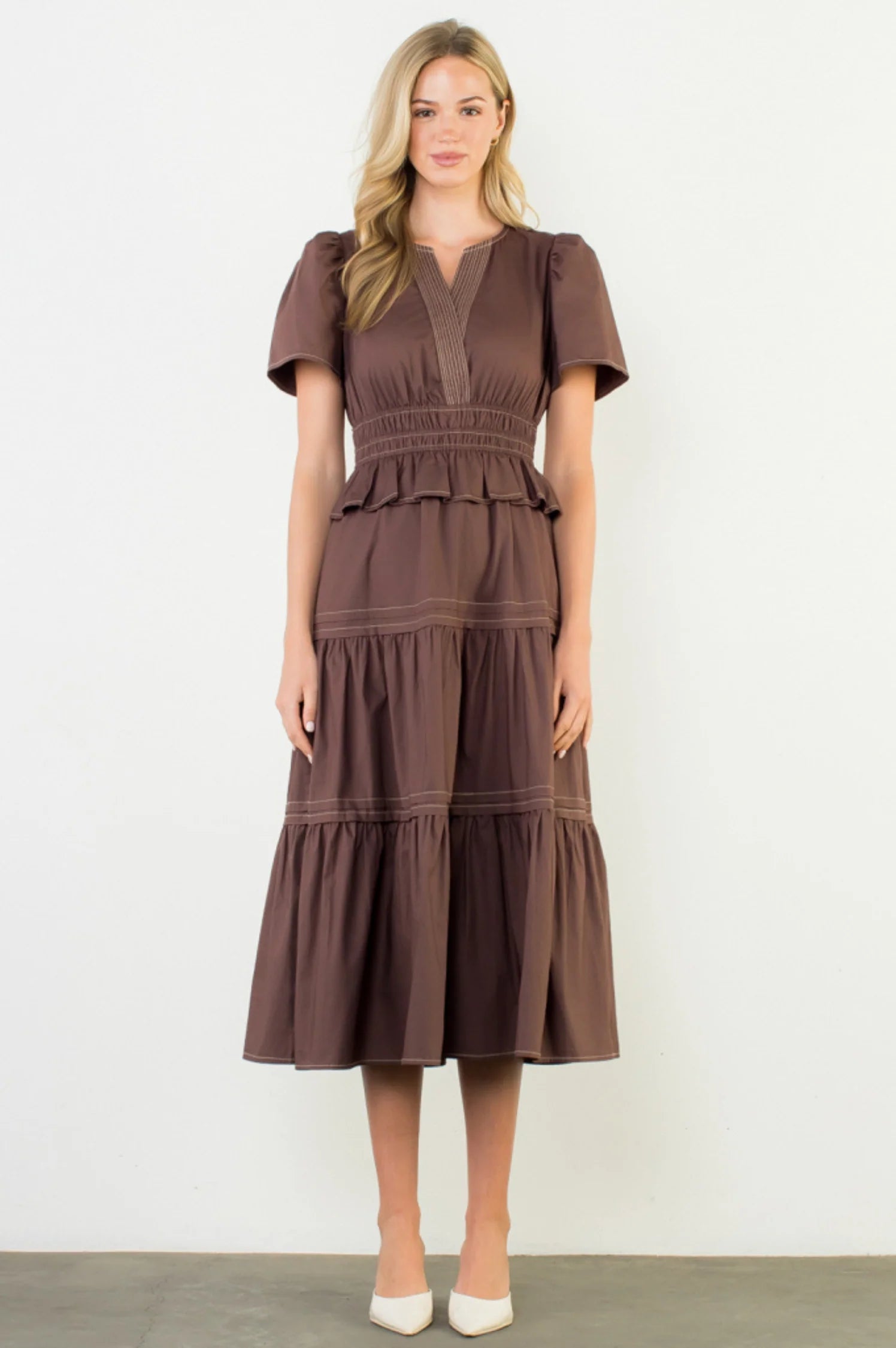 Becky Hem Tiered Maxi Dress THML