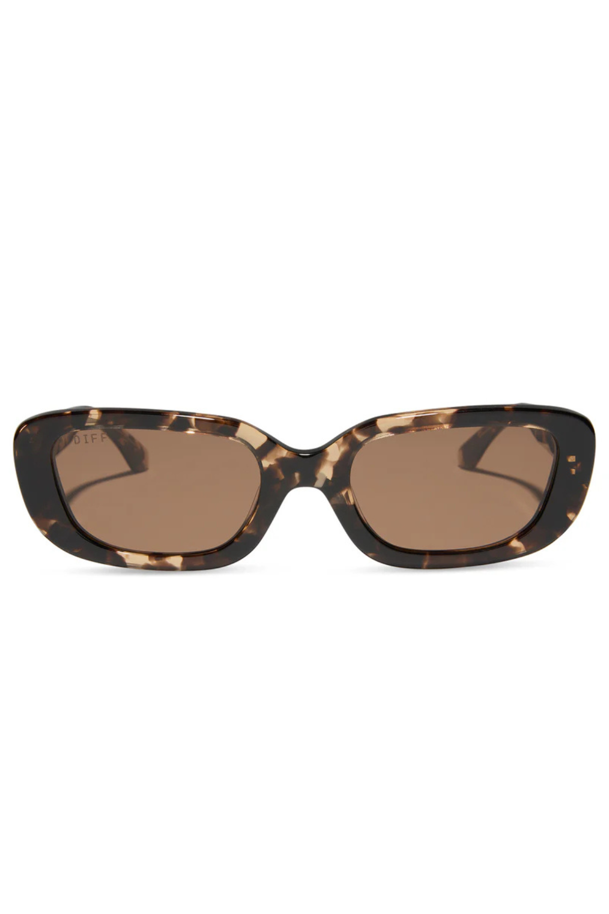 Daphne Rectangle Sunglasses in Espresso Tortoise Metal/Brown Polarized Diff Eyewear