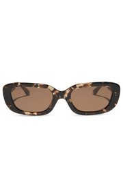 Daphne Rectangle Sunglasses in Espresso Tortoise Metal/Brown Polarized Diff Eyewear