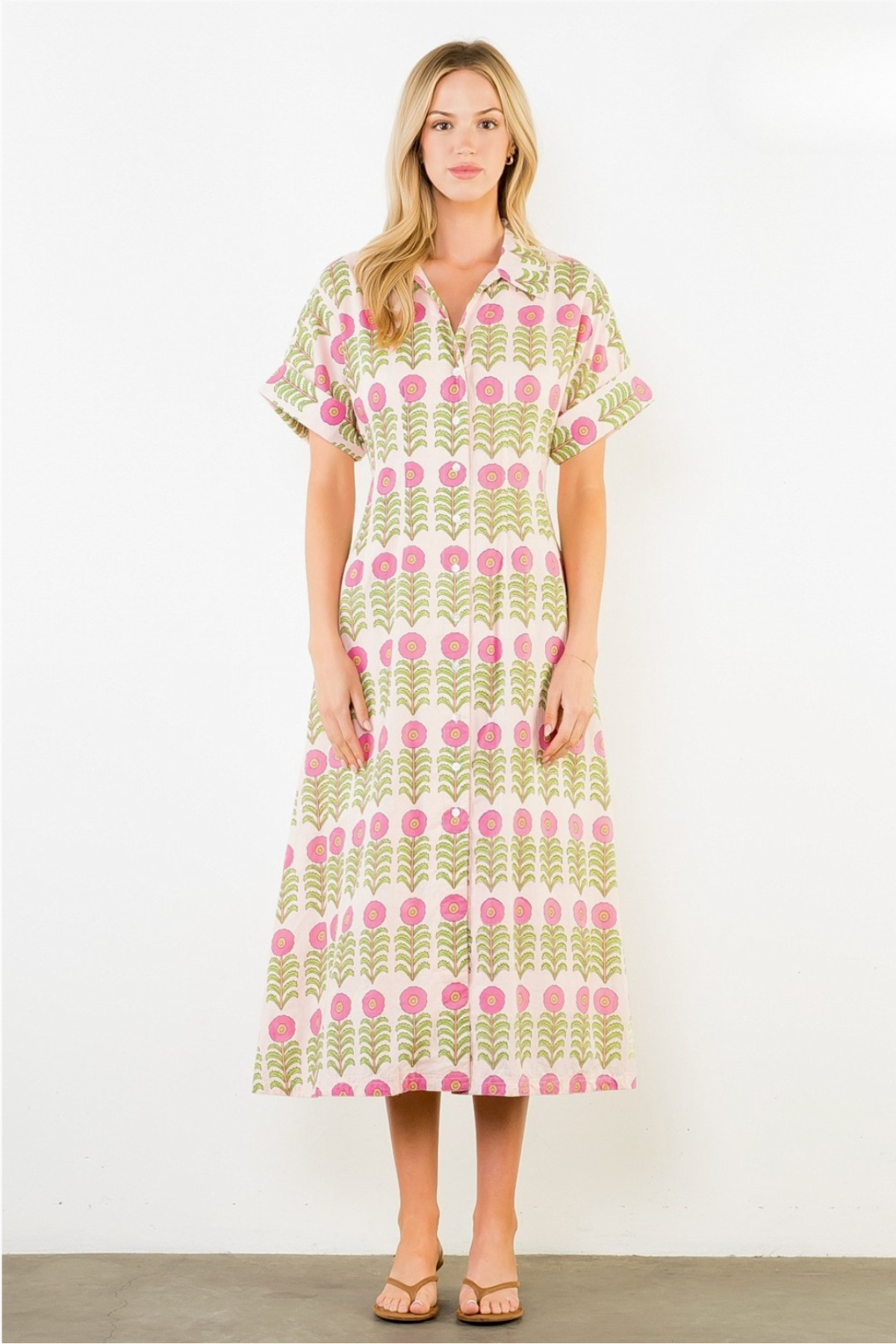 Floral Print Midi Dress THML