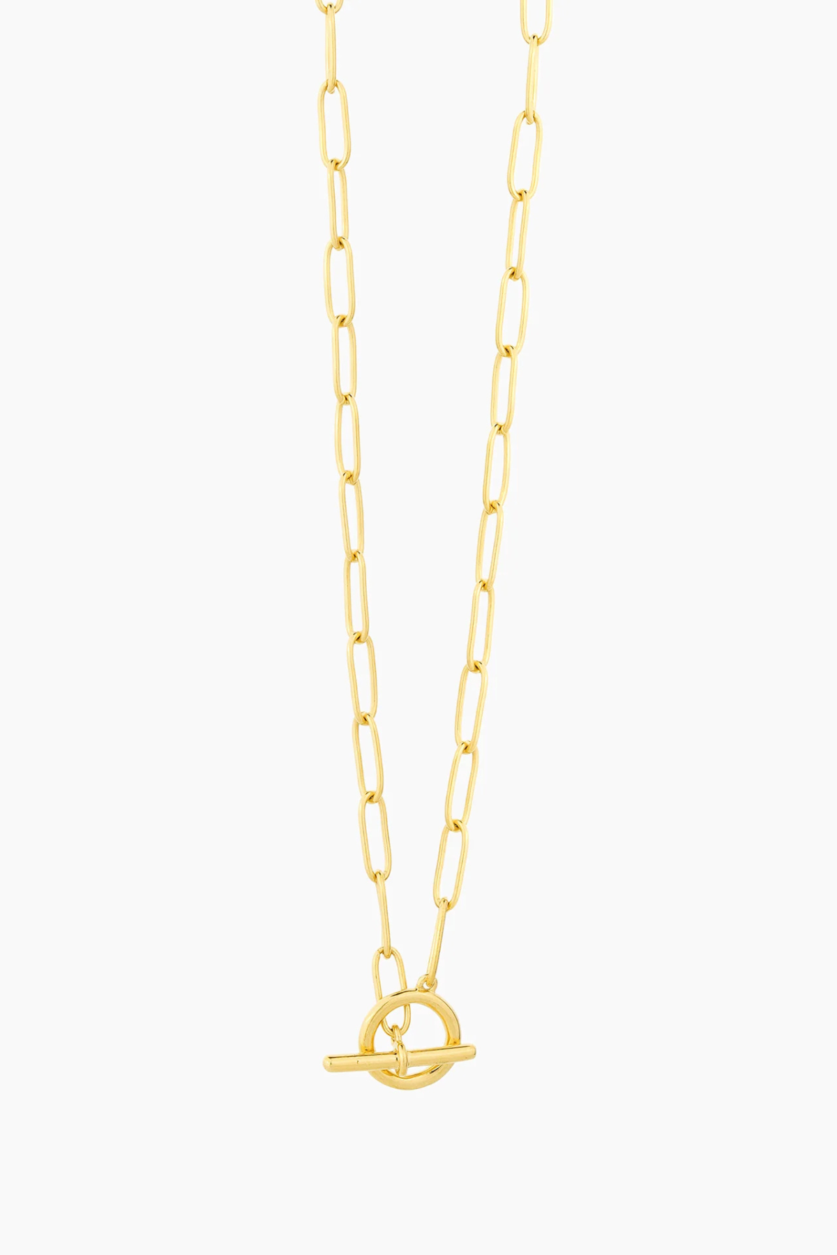 T-Bar Paperclip Charm Necklace in Gold Ella Stein