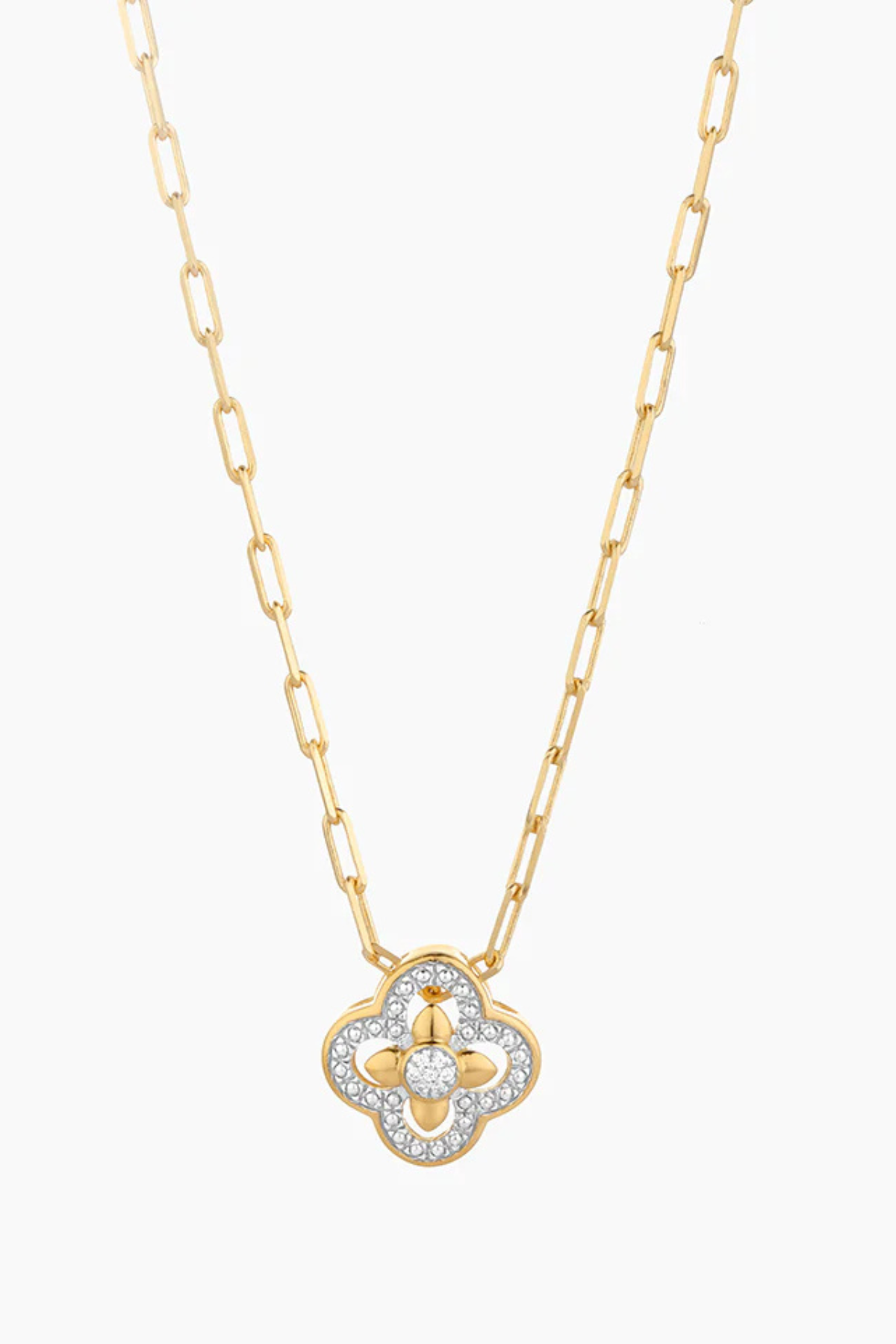 Contemporary Bloom Pendant Necklace in Gold Ella Stein