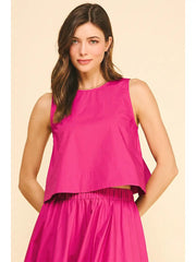 Solid Poplin Sleeveless Top Pinch