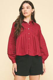 Pleat Detailed Button Down Shirt Pinch