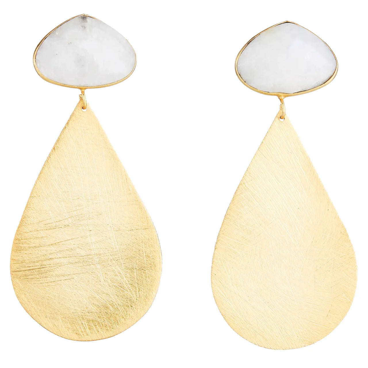 Moonstone with Large Gold Teardrop Earrings