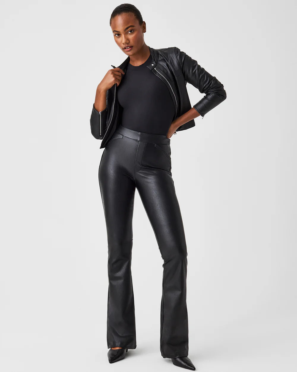 Leather-Like Flare Pants