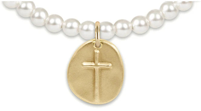Classic Pearl 4mm Bead Bracelet Inspire Gold Charm | enewton enewton