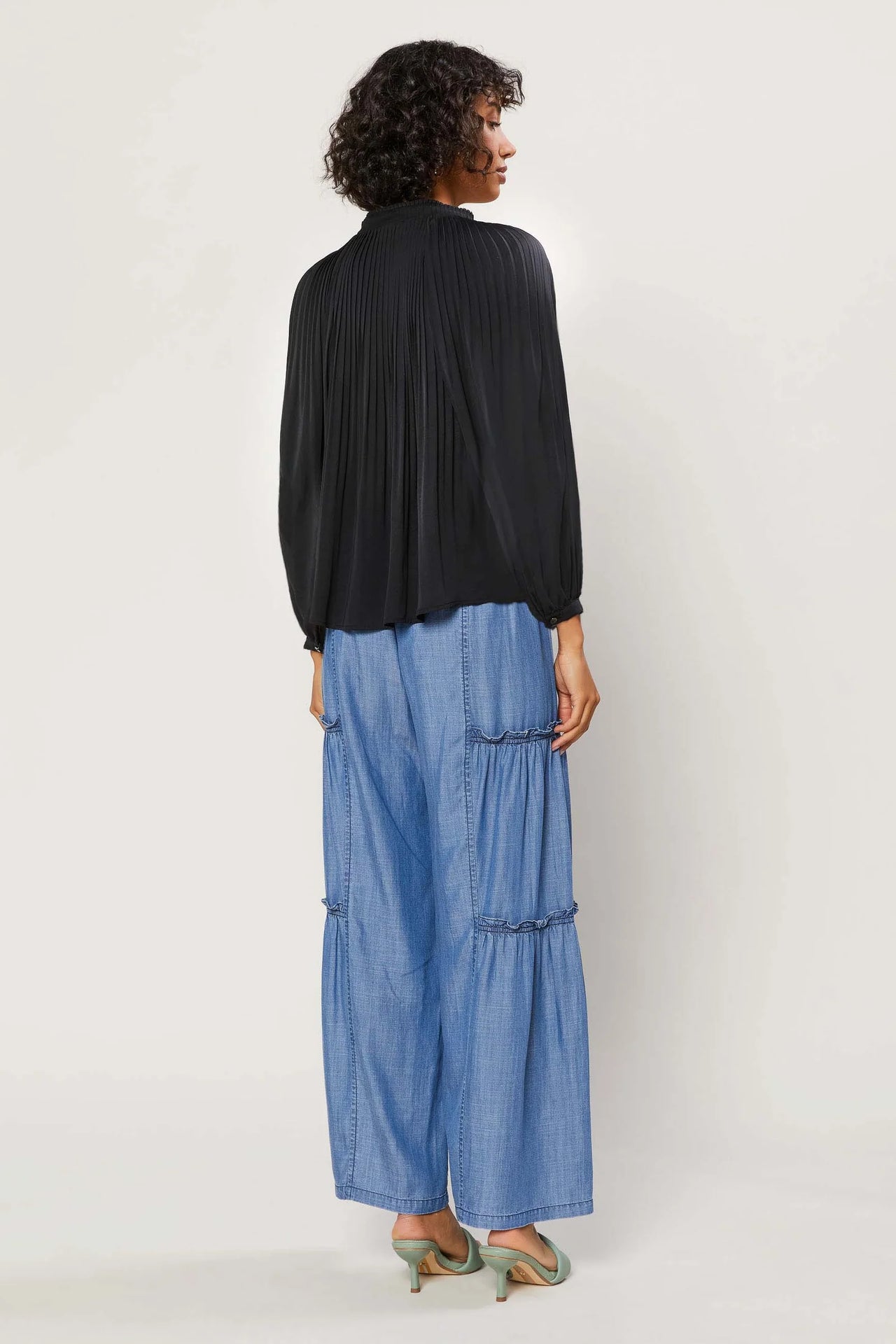 Pleated Split Neck Top