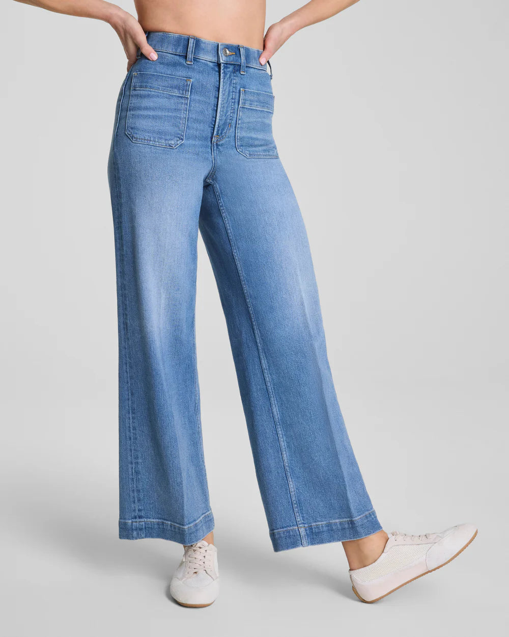 SPANXshape™ Authentic 360 Cropped Wide Leg Jeans with Patch Pockets Spanx