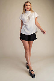 Cross Mock Neck Top Glam