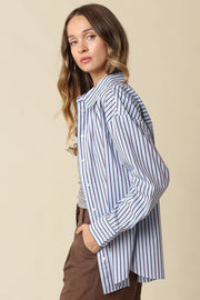 Clover Stripe Oversized Shirt Olivaceous