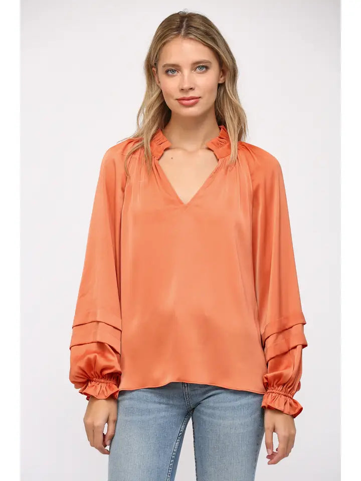 Tucked Detail Balloon Sleeve Blouse