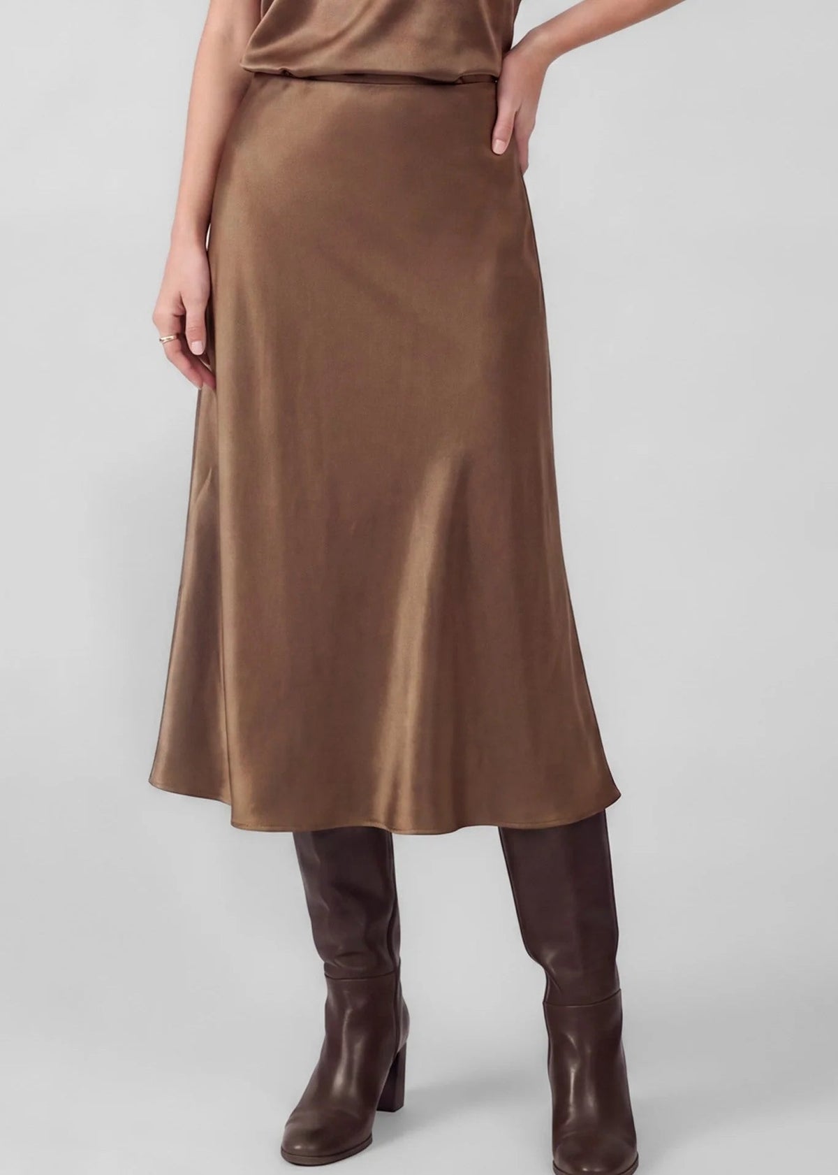 Satin Bias Midi Skirt Current Air