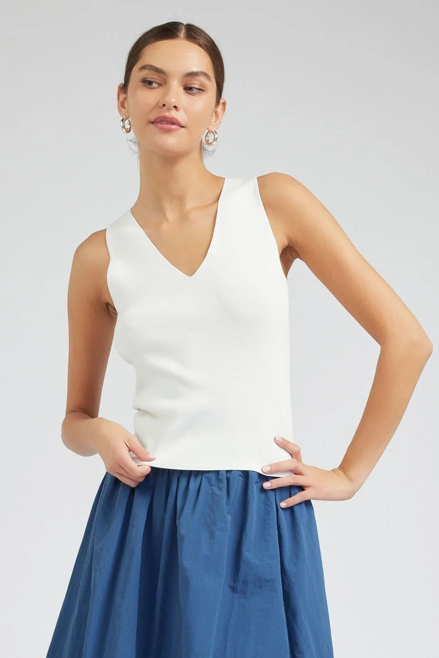 Sleeveless V-Neck Sweater Top Current Air
