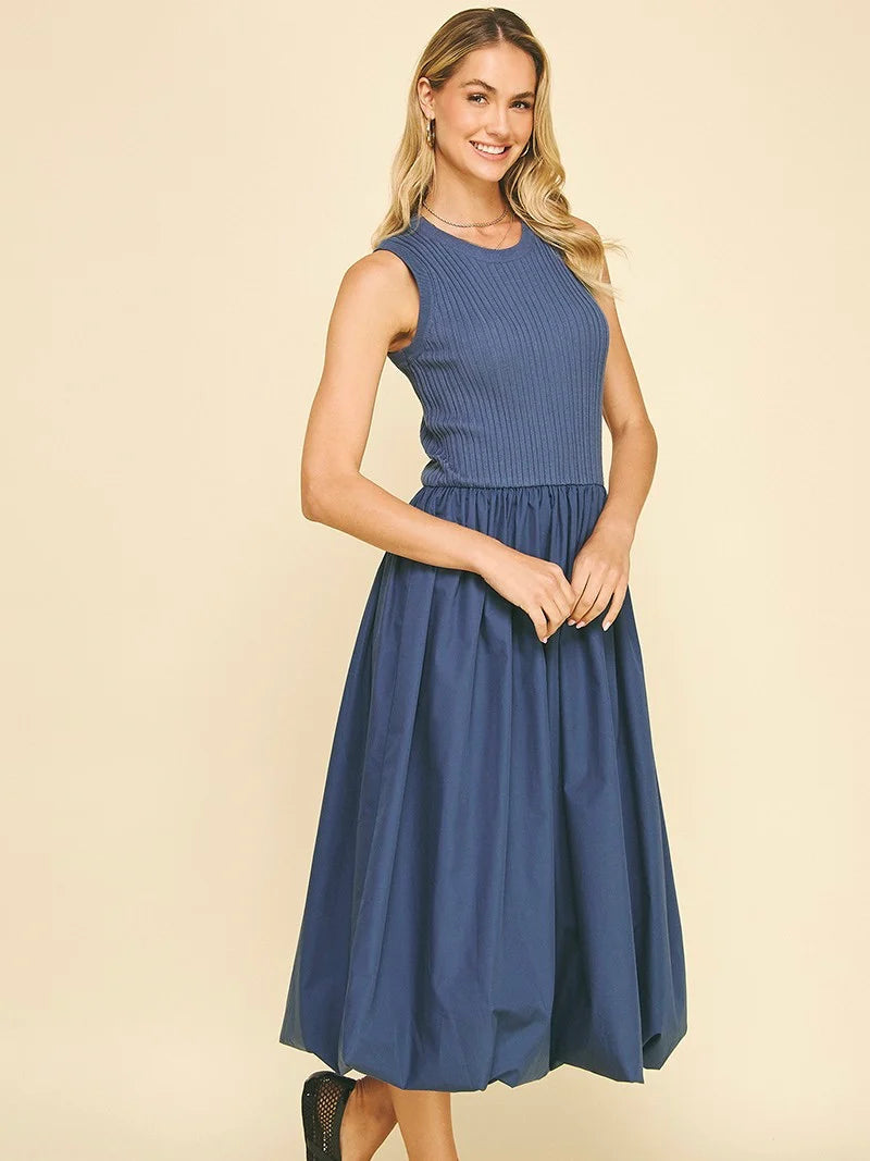 CONTRAST BUBBLE HEM MIDI DRESS Shop Expeditions