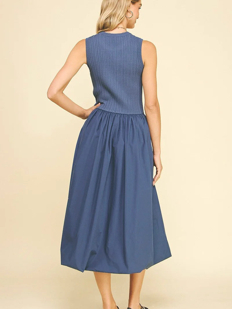 CONTRAST BUBBLE HEM MIDI DRESS Shop Expeditions