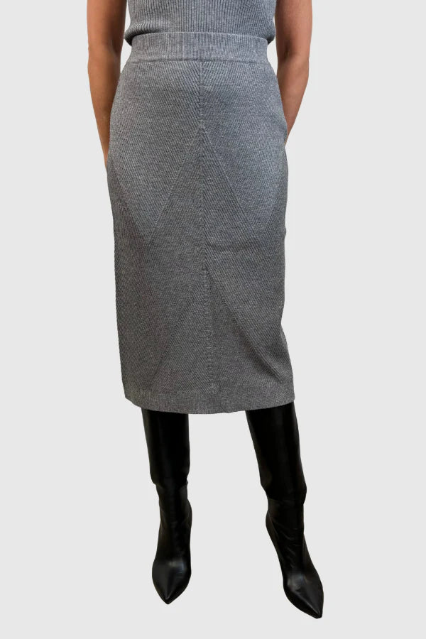 Fitted Midi Length Knit Skirt