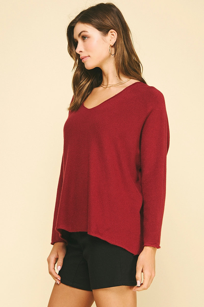 Soft V-Neck Knit Sweater Pinch