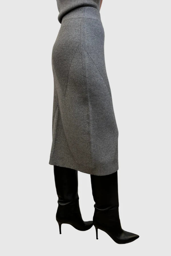 Fitted Midi Length Knit Skirt