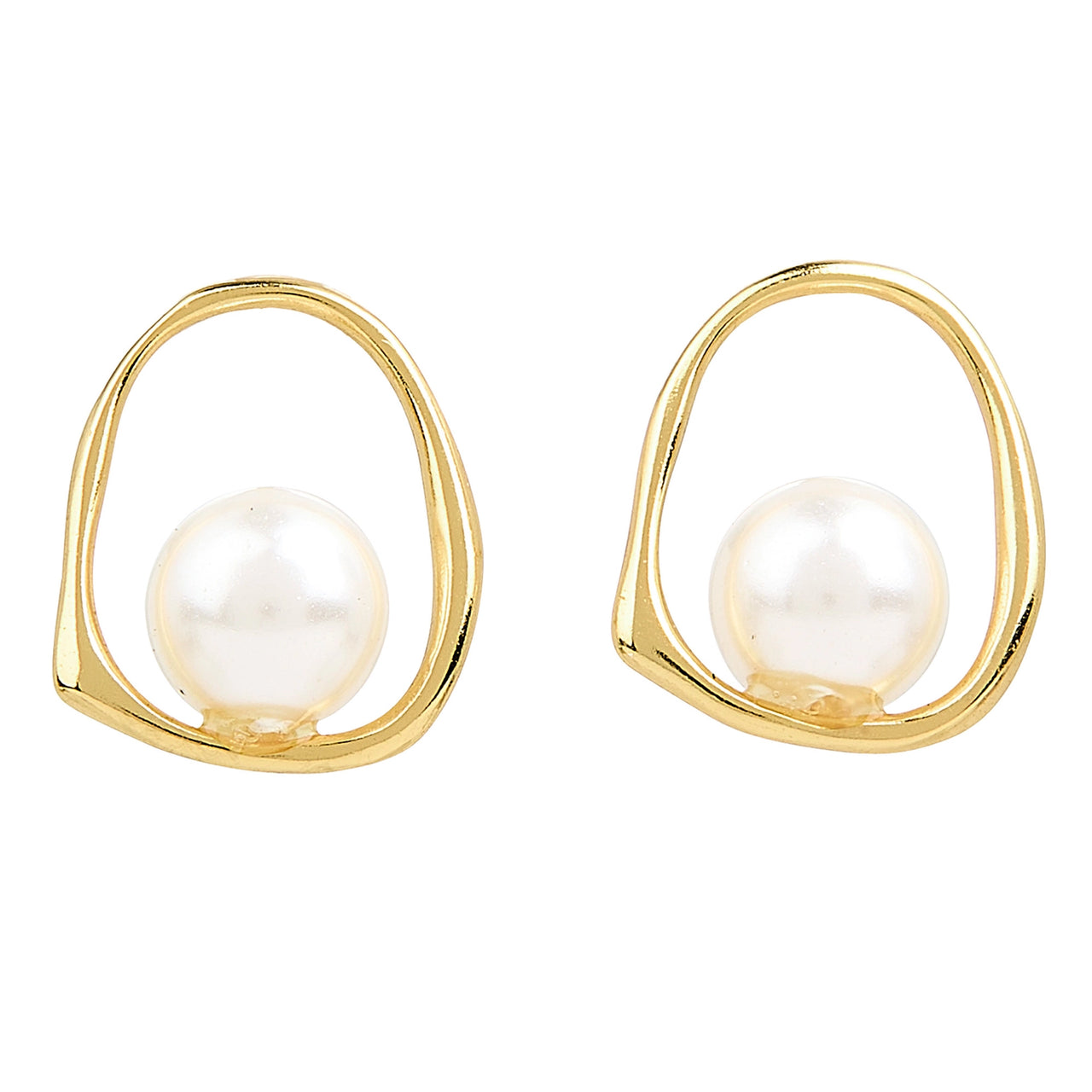 Pearl Open Shape Stud Earrings