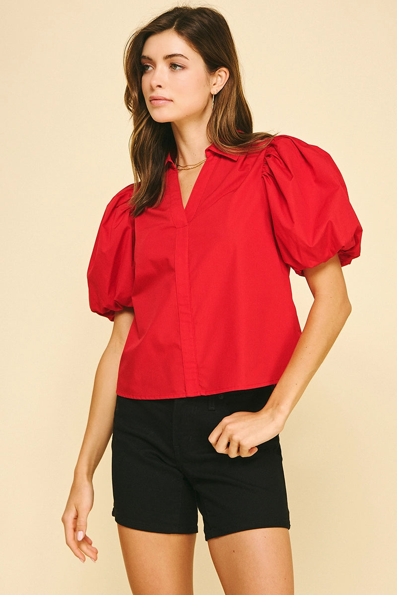 Bubble Sleeve Blouse Top Pinch