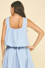 Solid Poplin Sleeveless Top Pinch