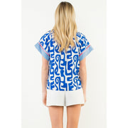 Short Sleeve Abstract Pattern Top THML