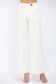 Contrast Topstitching Detail High-Waisted Flare Pants FLARE PANTS Fate