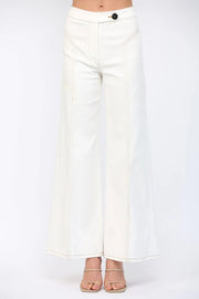 Contrast Topstitching Detail High-Waisted Flare Pants FLARE PANTS Fate